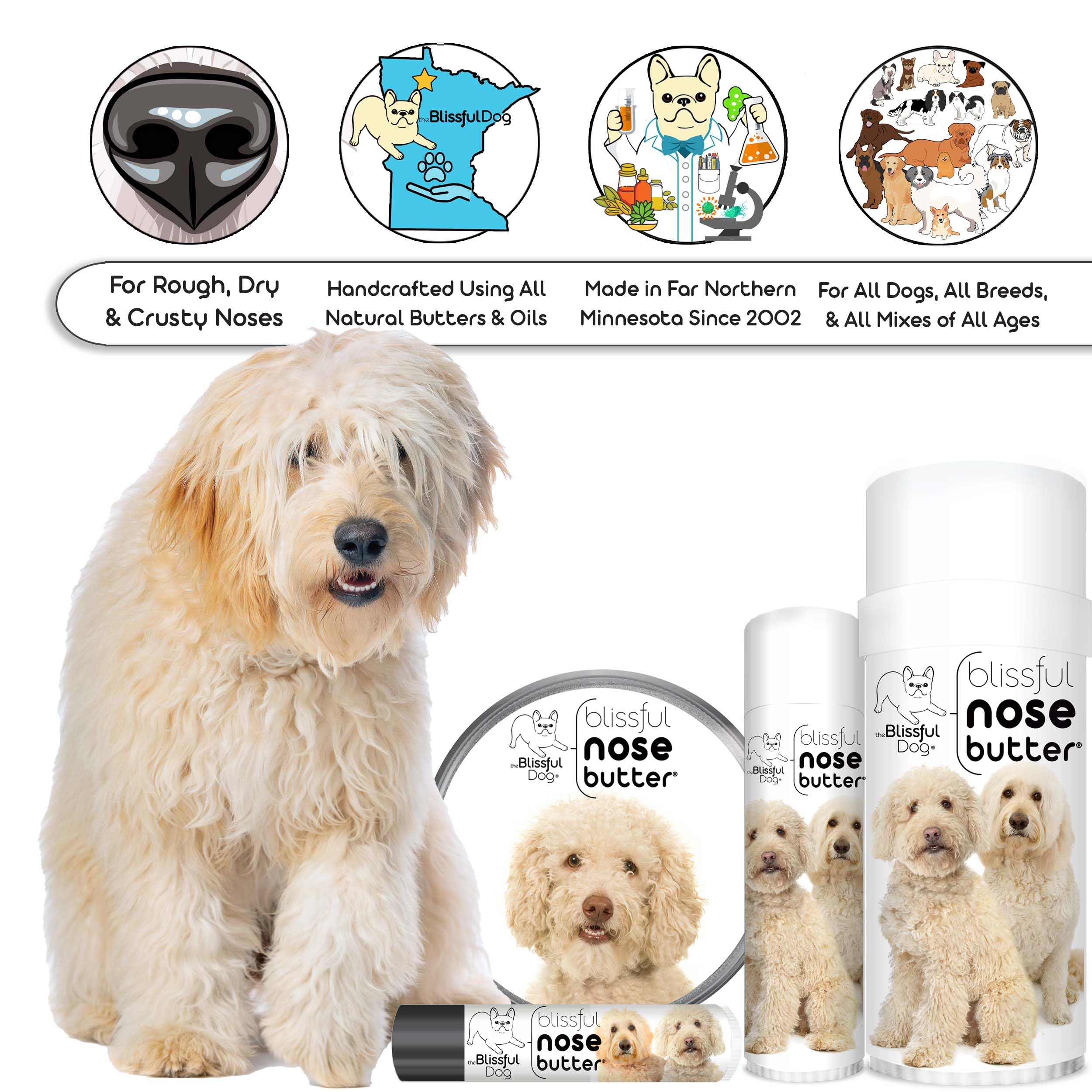 The Blissful Dog Golden Doodle Unscented Nose Butter, 0.15-Ounce